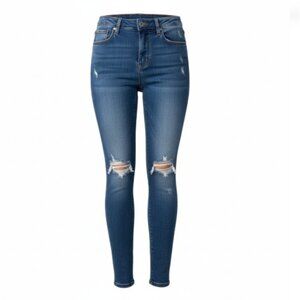 California Vintage Junior's Jeans Sz 5 Distressed Blue Denim Tapered Fit